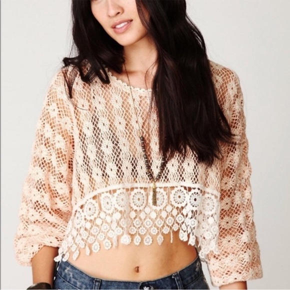 Free People Tops - Free People New Romantics boho crocheted crop top festival